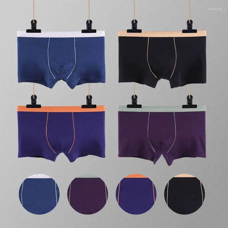 Soft Cotton Boxer Shorts Set Breathable, Solid Color, Mens Underwear