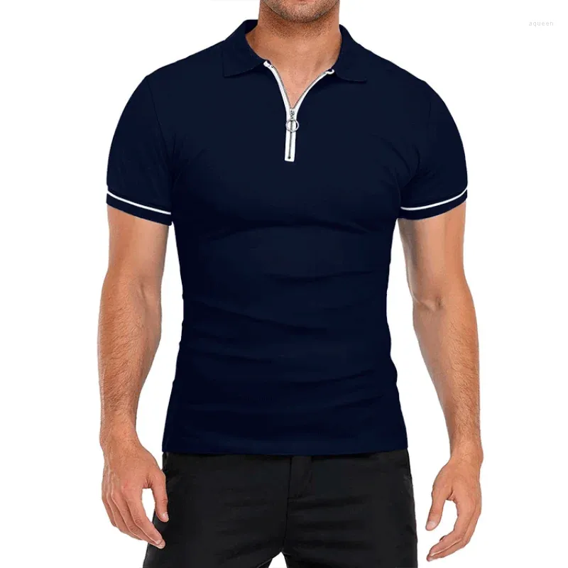 Herren Polos 2024 Sommer-Poloshirt, leichtes Revers, einfarbig, schmal geschnittenes Kurzarm-Poloshirt