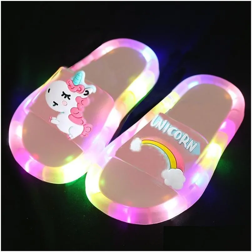 Pantofole per ragazza Pantofole per bambini Led Bambini Sandali da bagno per bambini Scarpe per ragazzi Light Up Toddle230605 Consegna di maternità Maternità Dhbhc