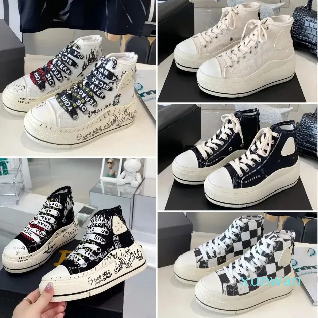 Vrouwen Kurt Hoge Top Sneakers Luxe Designer dikke zool hoge schoenen mode Canvas koeienhuid rubber buitenshuis Vrije tijd sportschoenen Maat