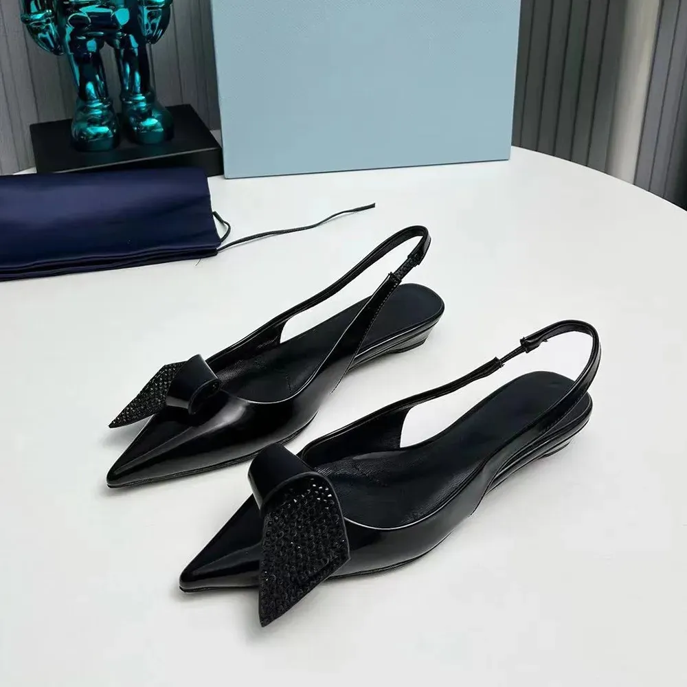 Slingback spiczasty palca 5,5 cm buty do sukienki na pięcie Sandały skórzane skórzane skórzane buty skórzane damskie buty wieczorowe dla kobiet luksusowe projektantów wysokie obcasy 35-42