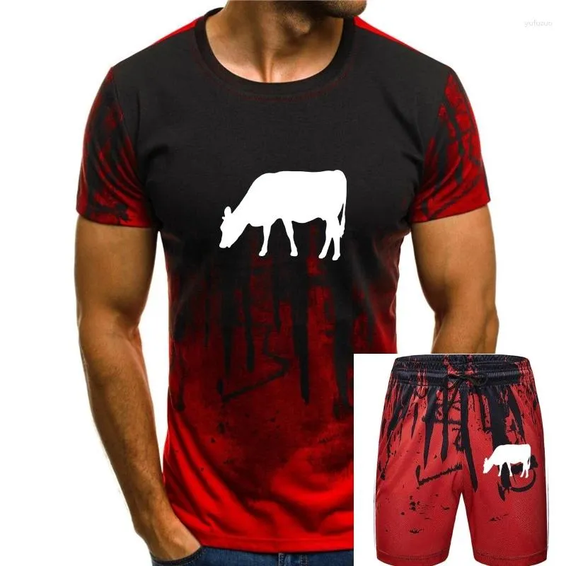 Fatos de treino masculinos Cow-Farm-Fun Print T Shirt Motif Design Hip-Hop Tee