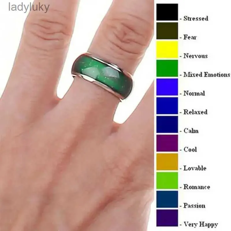 Solitaire Ring byte av färgringar rostfritt ring humör Känsla Känsla Temperaturringar för kvinnor Män par Ringar Ton Fina smycken gåva 240226