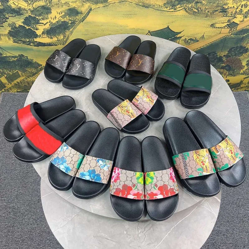 Designer Slippers Rubber Slide brand Luxury Home bedroom Slide Sandal Women's Red Flower Black Hole Tiger Snake comfortable fashionable with logo size 35-42 01a