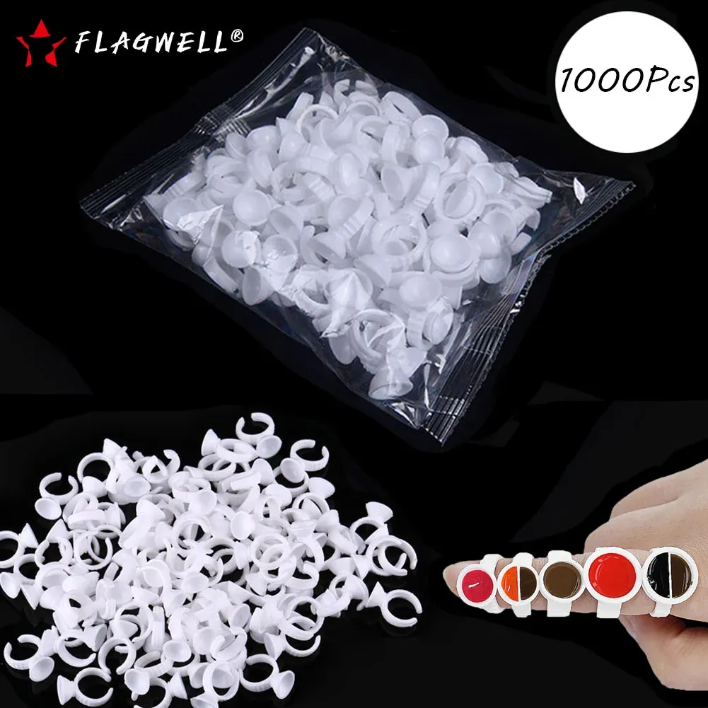 accesories Wholesale 1000pcs S/M/L Tattoo Ink Ring Cups Microblade Makeup Pigment Eyebrow Eyelash Extension Glue Holder Container Supplies