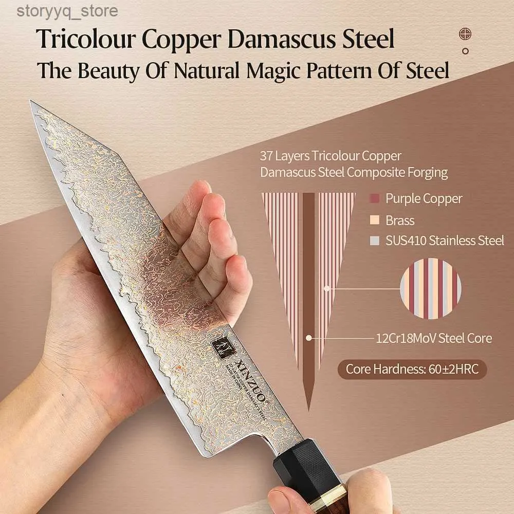 DHgate.com:Exclusive XINZUO Tricolor Damascus Steel 8.5-inch