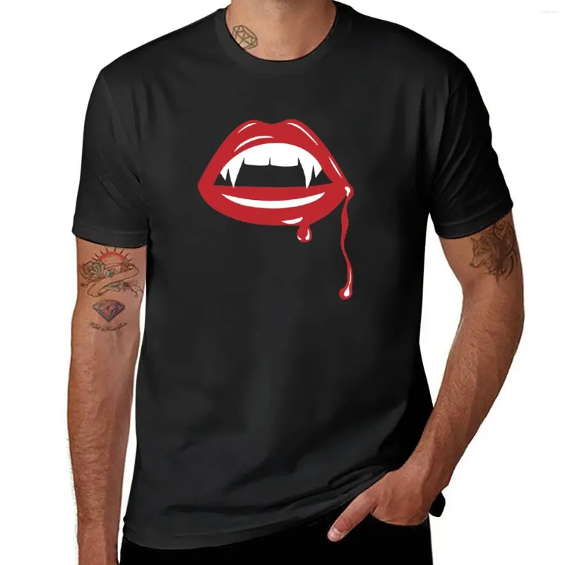 Herrtankstoppar vampyr fangs t-shirt roliga t skjortor anpassade pojkar djurtryck skjorta snabbtorkning män