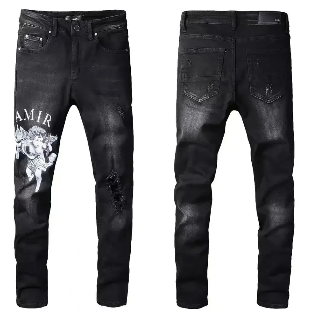 Designer Jeans Mens Skinny Jeans Black Skinny Stickers Light Wash Ripped Motorcycle Rock Revival Joggers True Religions Purple Jeans 7 806