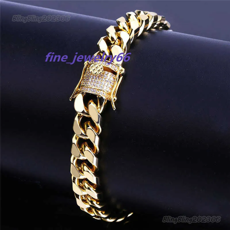 Bracelet pour hommes cool de haute qualité, chaîne à maillons cubains, bracelet en or, bijoux en cuivre AAA, zircone cubique, bracelet en argent, chaînes en diamant Hip Hop, cadeau de mode