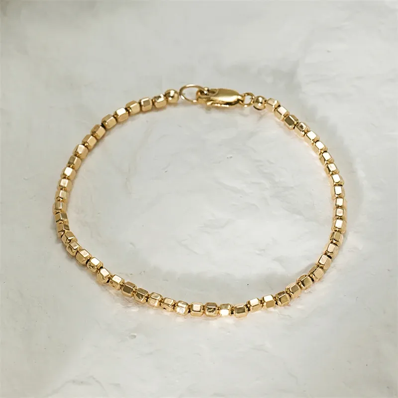 Armreifen, 14 Karat Gold gefülltes Perlenarmband, handgefertigter, anlaufgeschützter Schmuck, Boho-Armbänder, Fußkettchen für Frauen, Brautjungfern-Geschenk, Goldarmband
