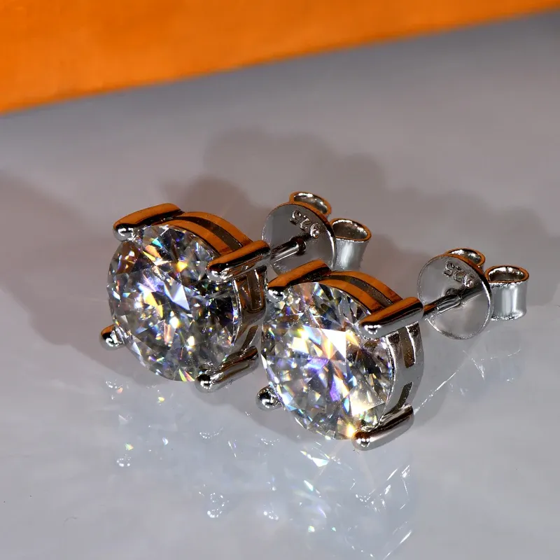 Örhängen Iogou Luxury 11mm 5CT Real Big Moissanite Diamond Stud Earring for Women Classic 925 Sterling Silver Earring Jewelry Certificate