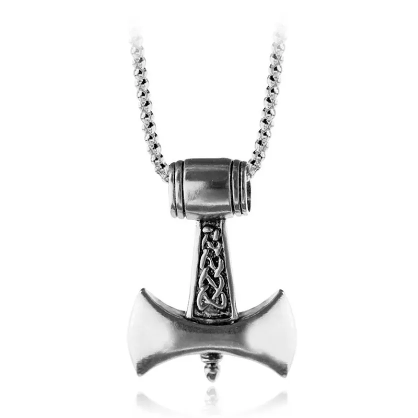 Norse viking martelo amuleto pingente colar de aço inoxidável corrente animal nó jóias colares presente para mulher men2978