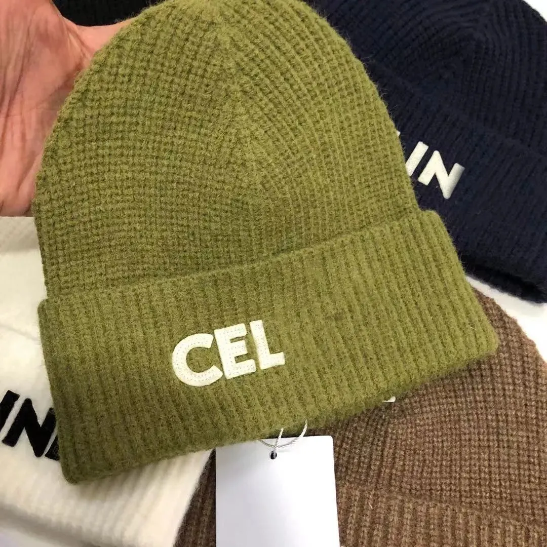 Chapéu de malha inverno malha grande marca designer gorro/bonés de crânio empilhados baotou carta com nervuras chapéu de lã