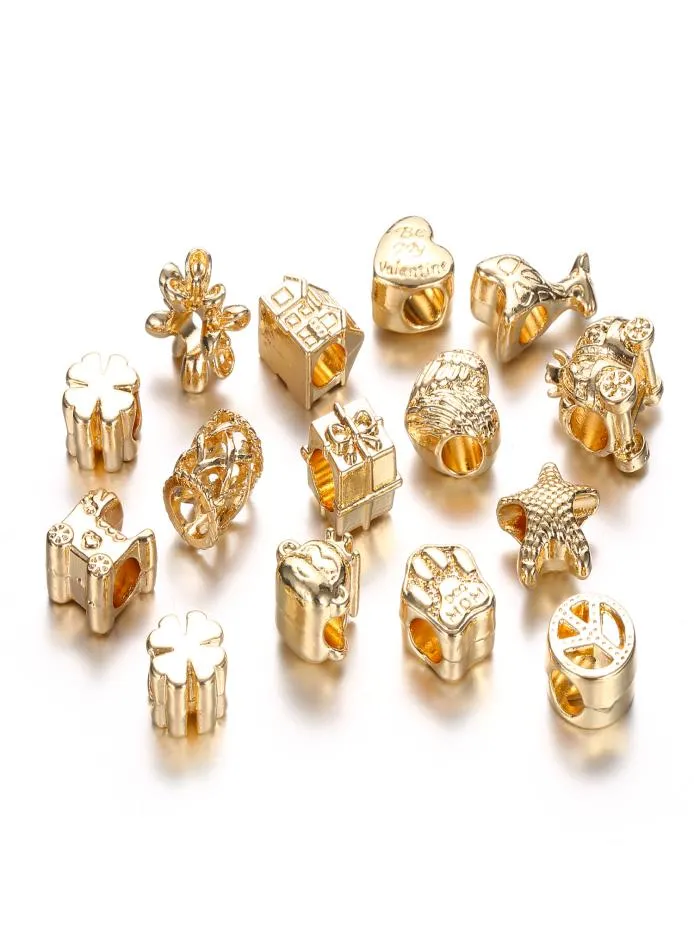 Cor do ouro ajuste encantos pulseiras pulseiras pata casa estrela contas europeu diy para fazer jóias mx103738804
