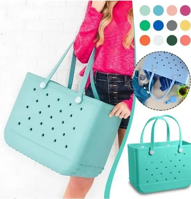 Wholesale EVA Tote Waterproof Bag Washable Basket Bags Silicone Bag Large Capacity Shopping Bag Eco Jelly Candy Lady Handbags