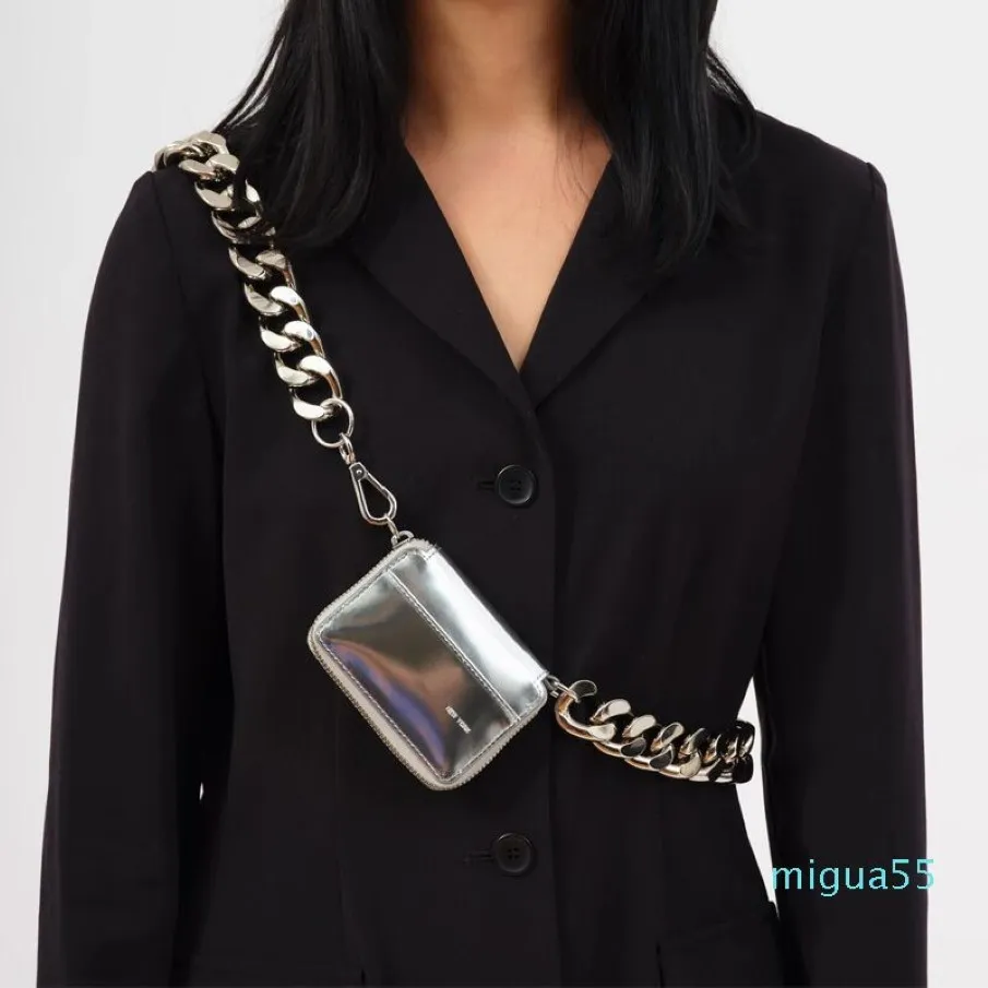 Kvinnor kara tjock metall tjock kedjepåse svart cykel plånbok axel handväskor mini små bröstsäckar mynt purse228j