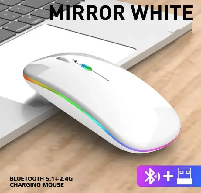 Rechargeable Wireless Bluetooth Mice With 2.4G receiver LED Backlight Silent Mice USB Optical Gaming Mouse for Computer Desktop Laptop PC Game