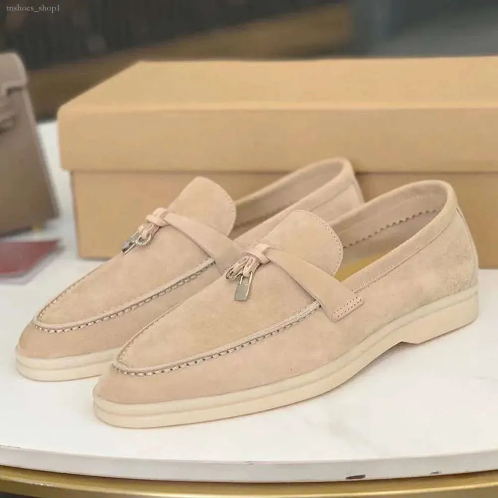2024 High Quality Women Suede Leather Outside Walking Flat Loafers Round Toe Runway Brand designer Ladies Slip on Hot Sale Genuine Leather Soft Walking shoes Female