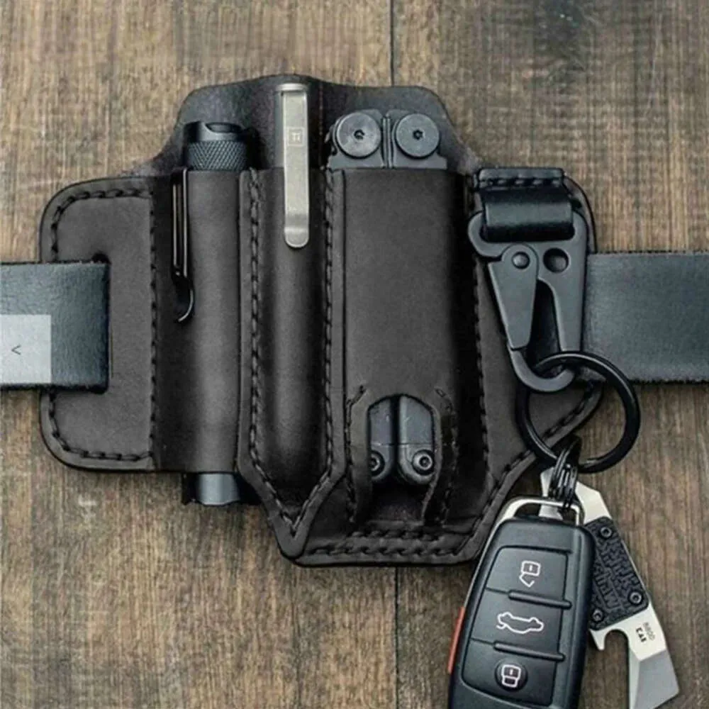 EDC Outdoor Tactisch Gereedschap Holster Zaklamptang Lederen gereedschap Heuptasje Survival gereedschap taille hangende tas