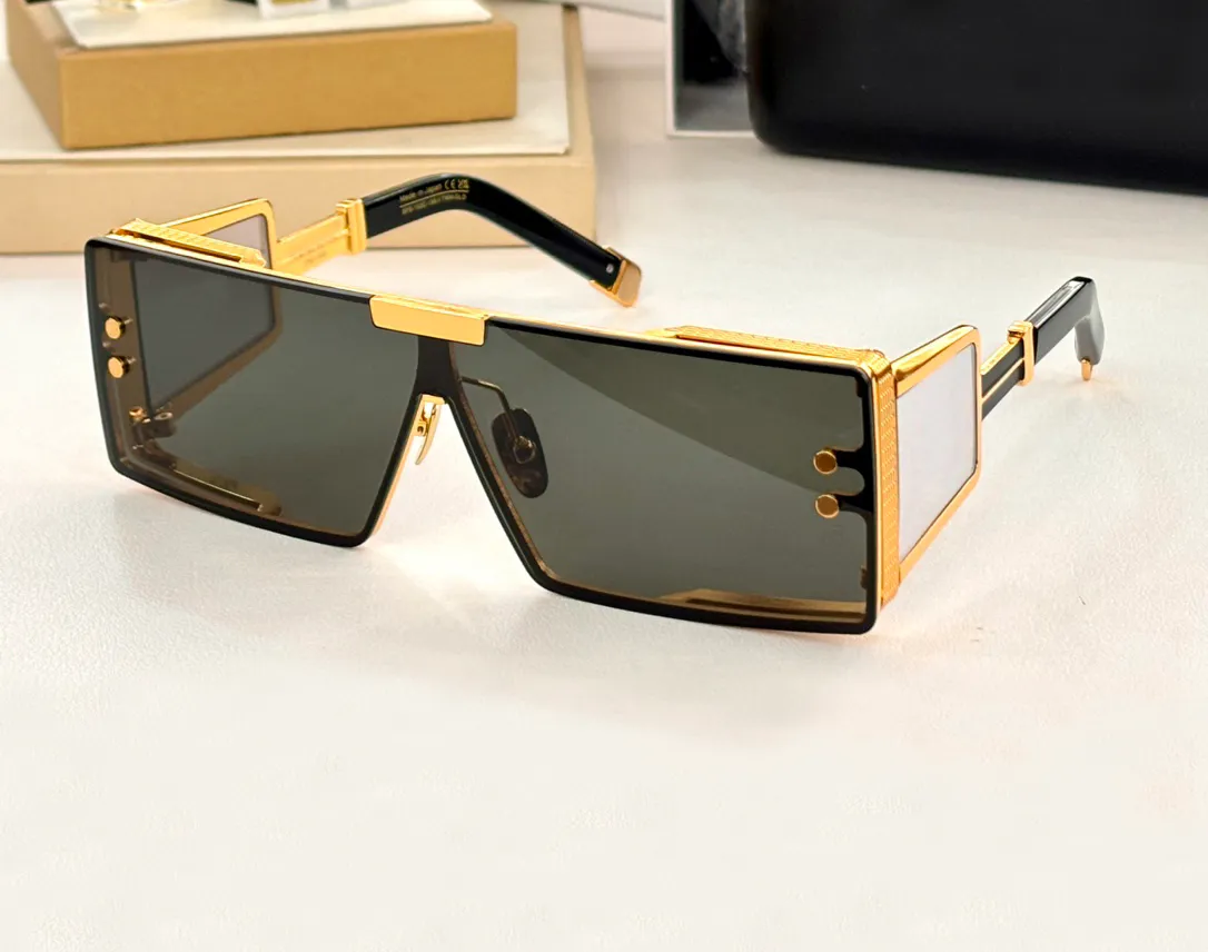 Erkek Dikdörtgen Güneş Gözlüğü Altın Metal/Koyu Gri Lensler Donanım Moda Gölgeleri Kadınlar Erkekler UV Gözlük