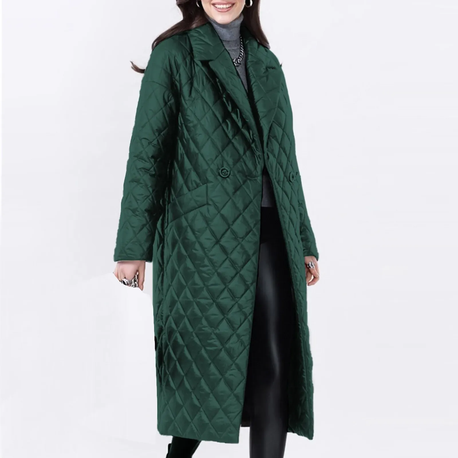 Parkas Manteau en coton pour femmes élégant et stylé de couleur unie, parfait pour un usage quotidien et les déplacements Veste d'hiver longue avec ceinture