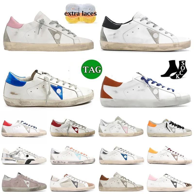 2024 Nya Italien varumärkesdesigner Casual Shoes Women Hi Star Luxury Shoe Sneakers Sequin Classic White Do Old Dirty Lace Up Man Super Star Sneakers Unisex Storlek 35-46