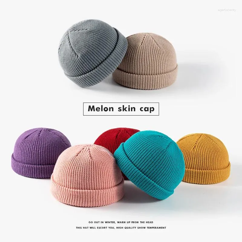 Berets Venda Coreano Homens Sólidos Beanie Acrílico Malha Caps Mulheres Skullcap Outono Inverno Adulto Capa Cabeça Moda Atacado