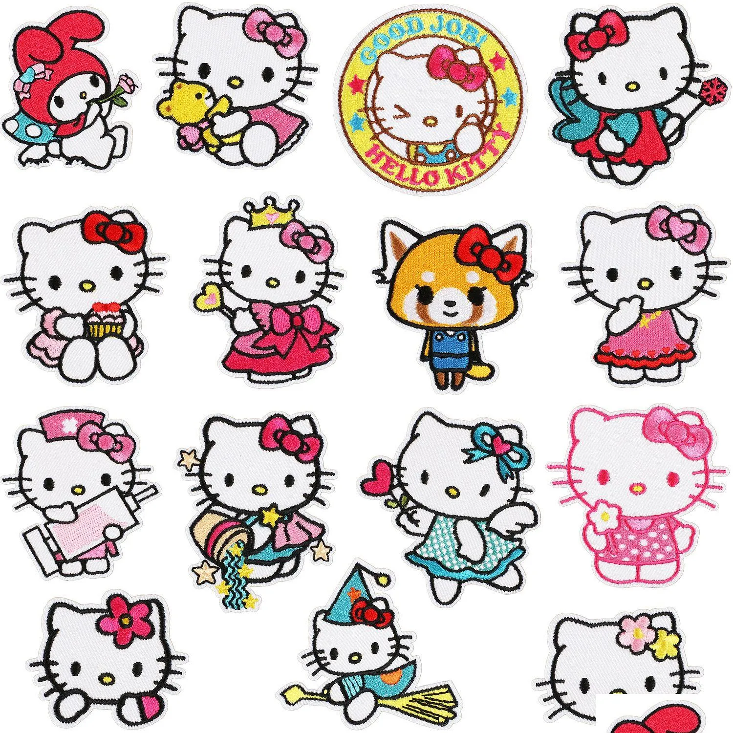 Cartoon Accessories Baby Girl Cats Embroidery Sewing Notions Iron On Badge For Clothes Jeans Bags Kids T-Shirts Diy Es Drop Delivery M Otgfb