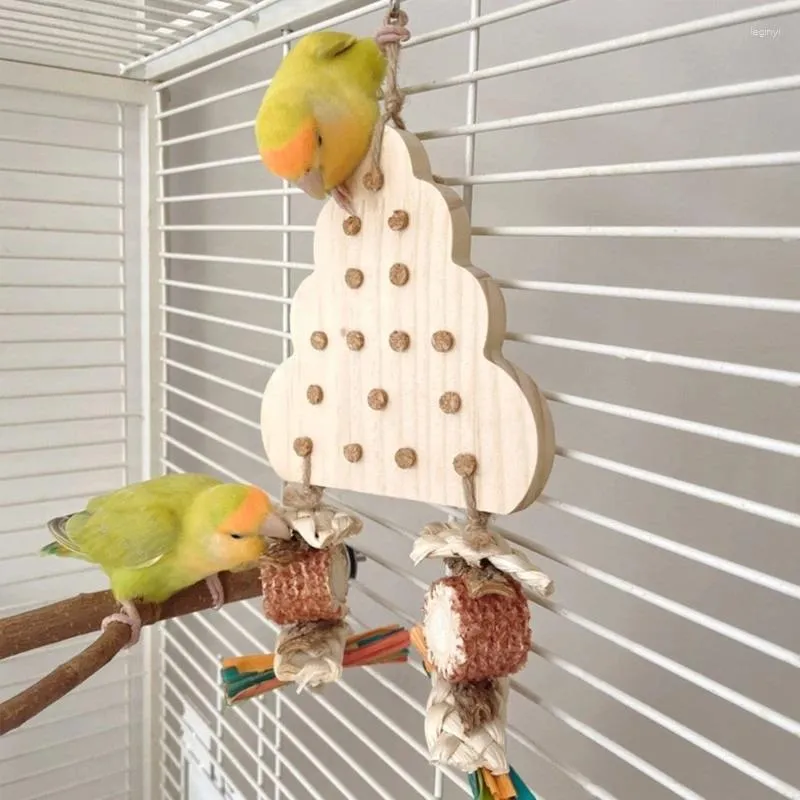 Other Bird Supplies Parrots Pecking Block Toy Natural Wooden Grinding For Small Birds Birdcage Hanging Entertainment