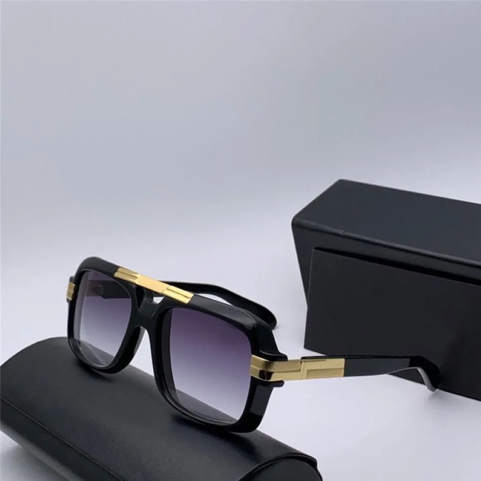 Vintage Herren 663 Schwarz Gold Retro Pilotensonnenbrille Graue Verlaufsgläser Herren Sonnenbrillen Shades UV400 mit box264H