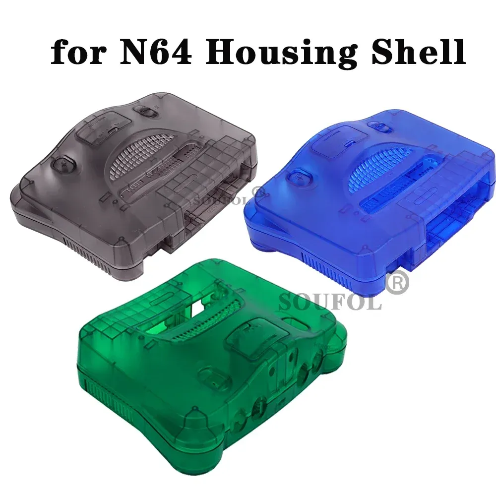 Cas Nouveau boîtier de remplacement en plastique coque translucide pour Nintendo N64 rétro Console de jeu vidéo boîte transparente