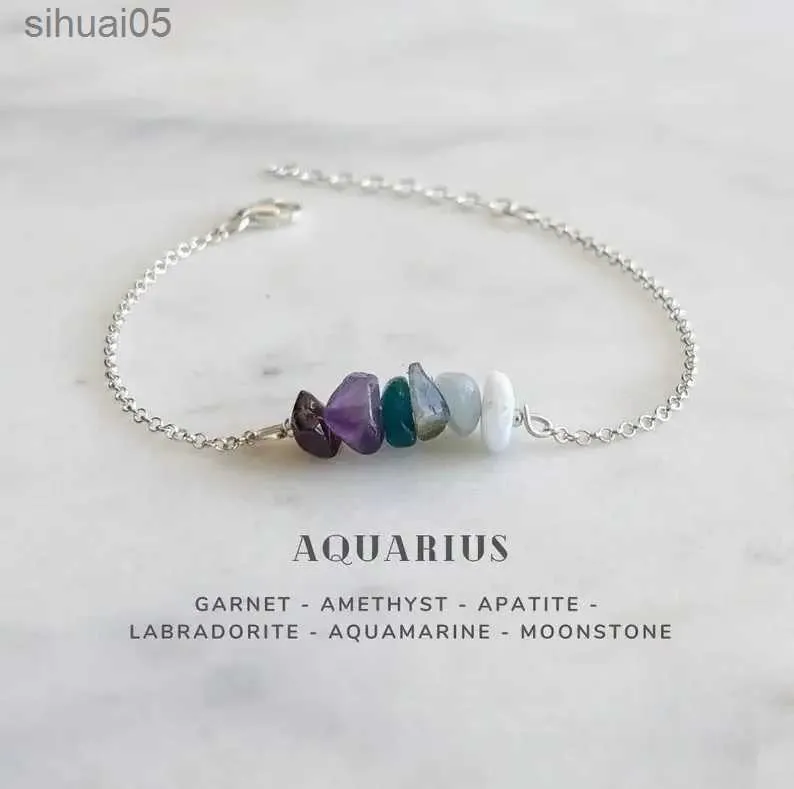 Beaded Aquarius crystal bracelet zodiac astrology jewelry YQ240226