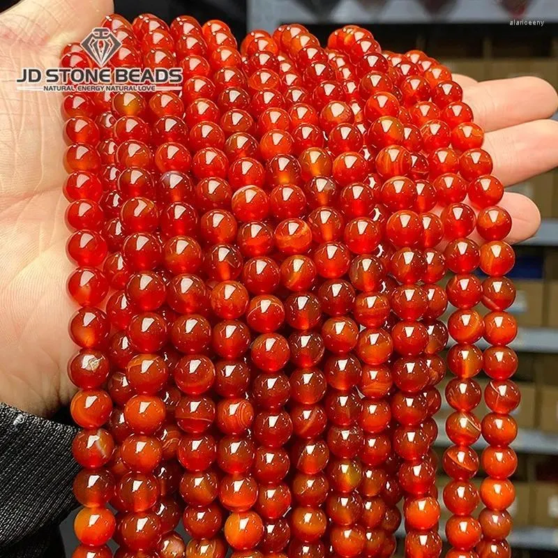 Loose Gemstones 3A Quality Natural Dark Red Agate Beads Round Spacer Carnelian 4-16mm For Jewelry Making Diy Bracelet Accessory Findings