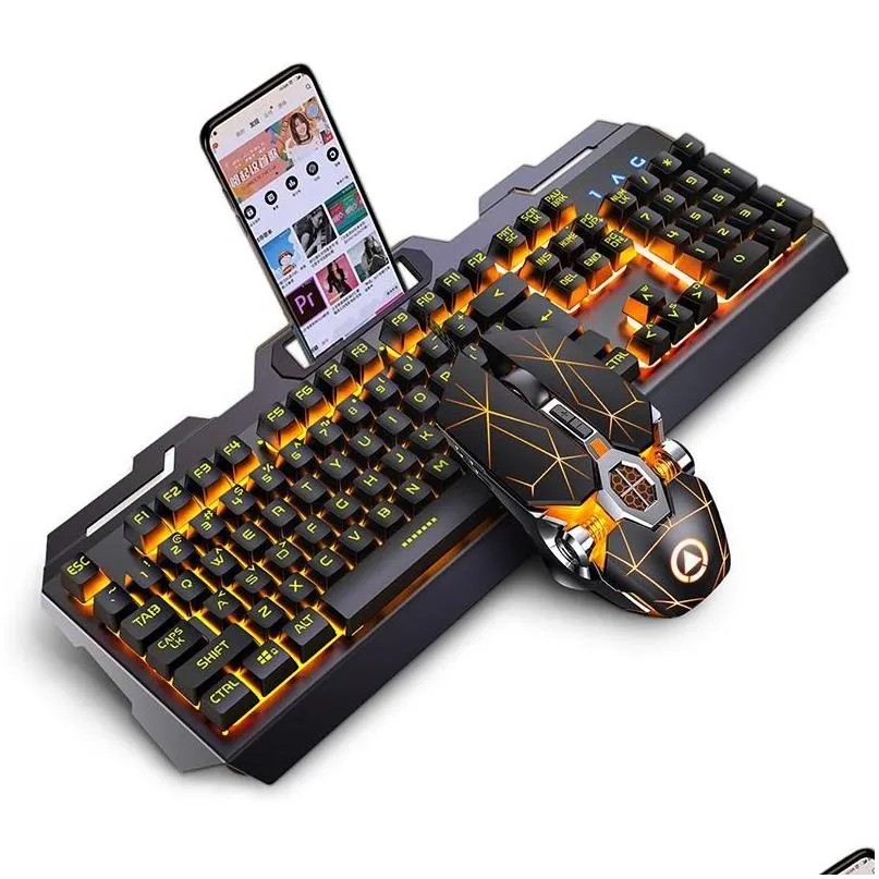 Teclado Mouse Combos Mecánico Y Conjunto Con Cable USB Computadora Portátil Teclado Para Juegos PC Teclado Clavier Gamer Completo Tastiera Rgb Delu Otagd