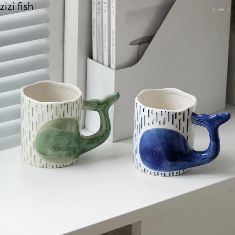 Tassen Kreative Keramik Tee Kaffeetasse Delphin Form Trinkgeschirr Milch Tassen Home Desktop Griff Einfaches Frühstück