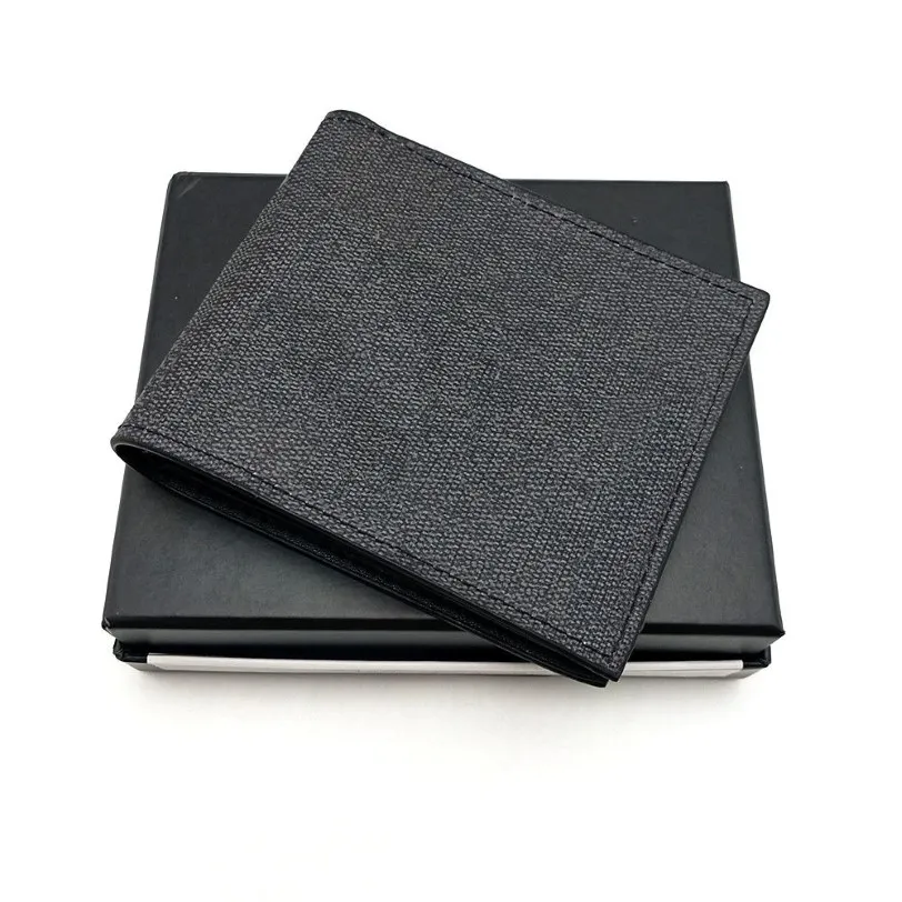 Mode mens plånböcker klassiska män smala plånbok med kortplats mjuk duk bifold korta plånbok små plånböcker med box216i