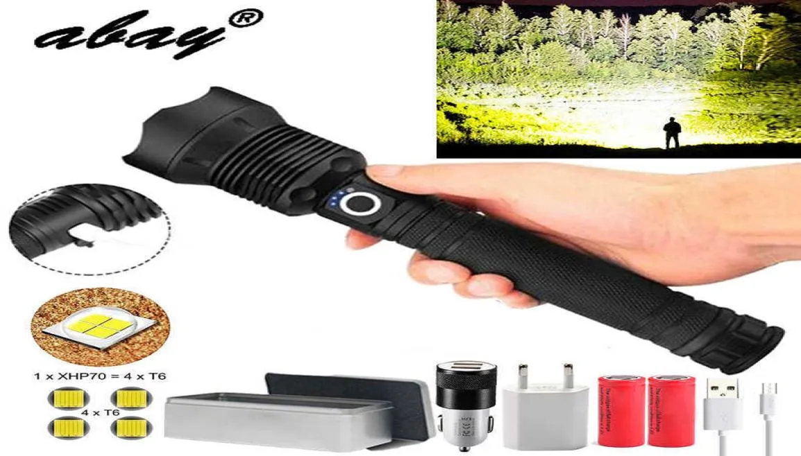 300000 lm 90.2 most powerful led flashlight torch usb 50 rechargeable tactical flashlights 18650 or 26650 hand lamp 70 2106085386535