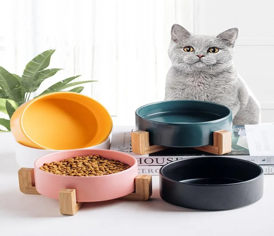 Ceramic Pet Bowl Cat Puppy Feeding Supplies Double Pet Bowls Dog Food Water Feeder Dog Accessories Hållbara flera färgalternativ5477925