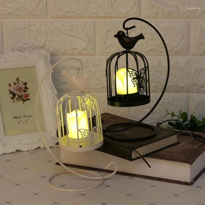 Candle Holders Retro For Butterfly Birdcage Candlestick Iron Holder Lantern Party Home D Drop