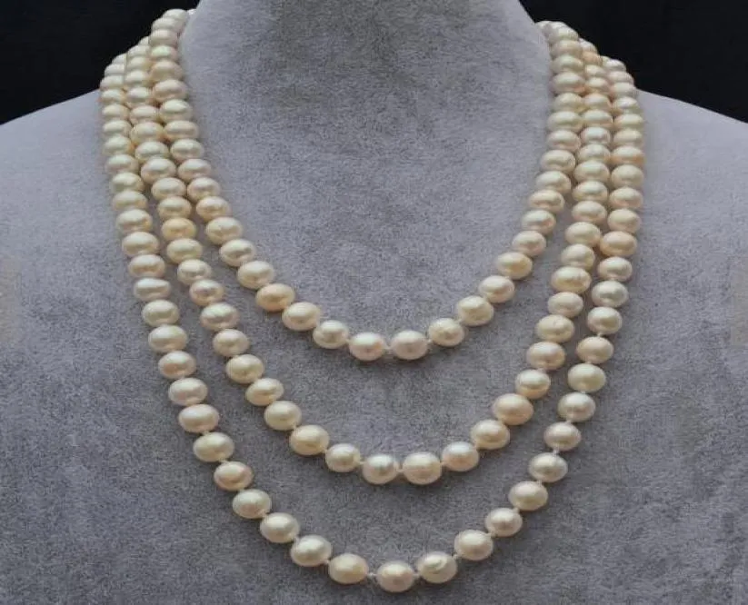 Ny Arriver White Pearl Jewellery72 tum 78mm äkta sötvatten Pärlhalsband5142871