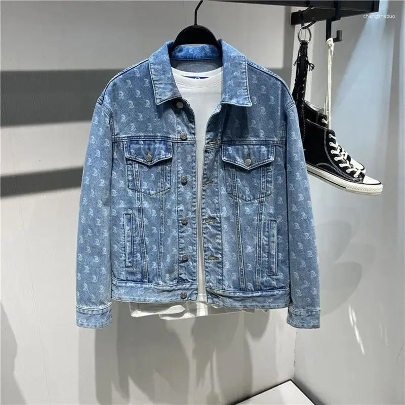 Kurtki męskie Mężczyzn Menin Jacket Modna marka Spring and Autumn Original Original All-Dopasowanie Ins Street Blue Blue Printed Workear