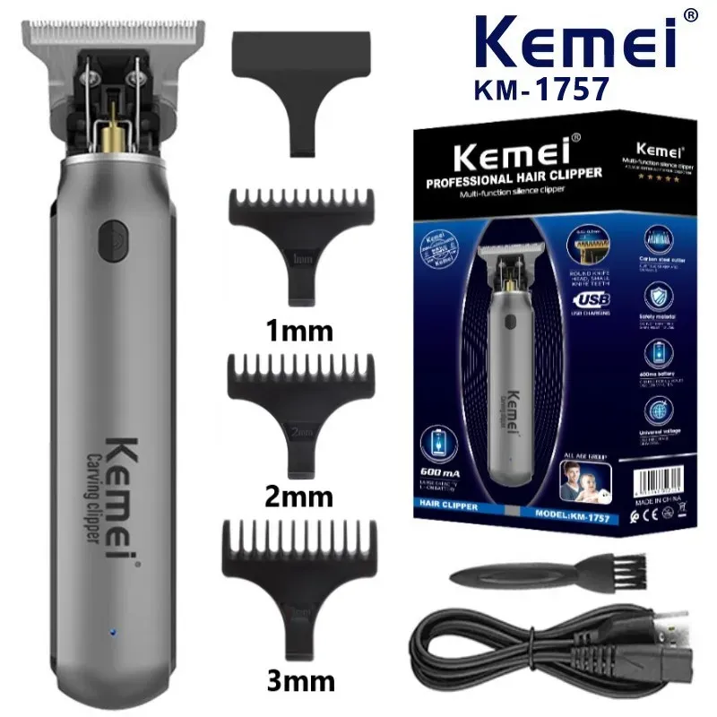 Trimmer KEMEI Electric T9 Hair Clipper Men's Hair Cutting Machine Professional Engravable Trimmer Rechargeable Oil Head Trimmer KM1757