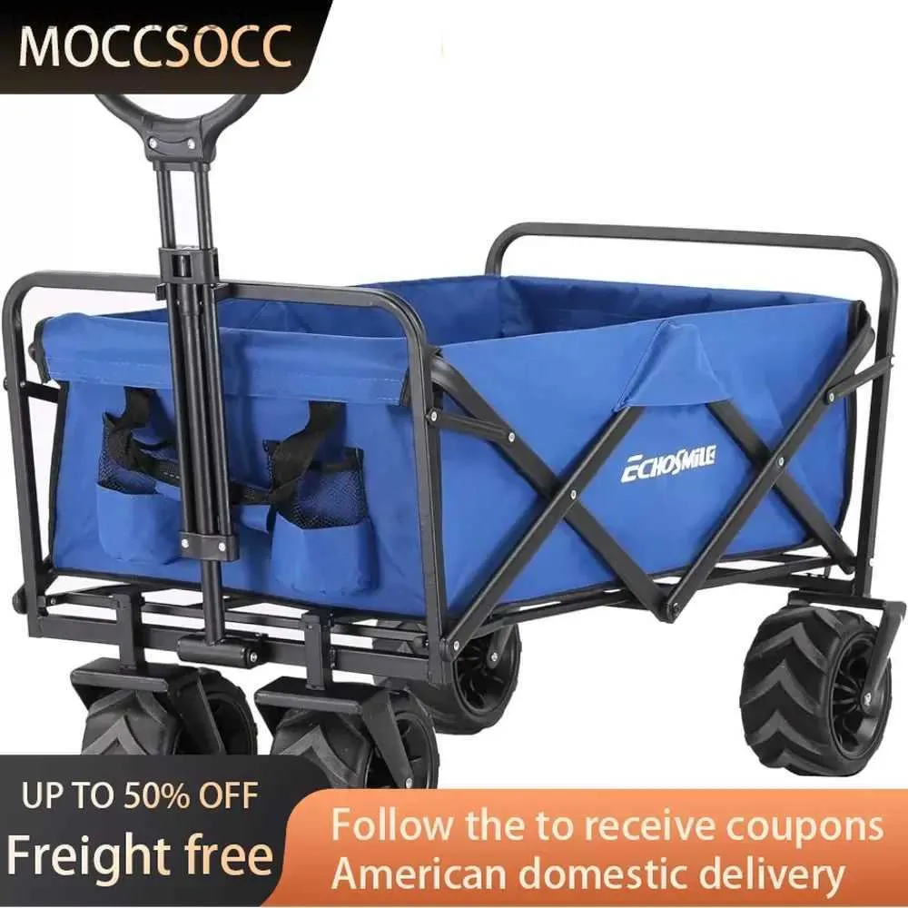 Shopping Carts Heavy 350 pound capacity foldable truck shopping cart 4-wheel outdoor folding camping beach truck Q240227