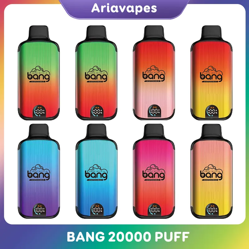 Bang original 20000 bouffées de cigarettes électroniques jetables Vape Pen avec contrôle du flux d'air Batterie rechargeable 650mAh 20K bouffées Bobine de maille 25 ml Vapeurs préremplis