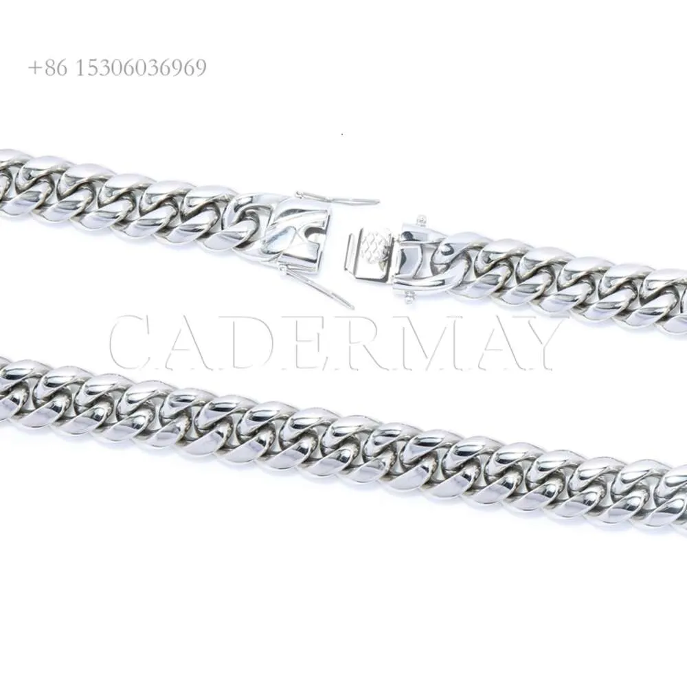 Kaderma Moda 10 mm 14 mm Solid Sier Miami Hip-Hop Rapper Fine Jewelry Cuban Chain Naszyjnik