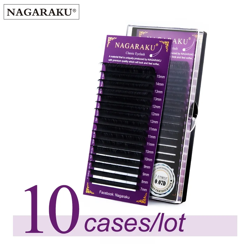 Eyelashes NAGARAKU Eyelash Extensiones Makeup Individual Classical Eyelash 10 Cases/Lot Natural Mink Handmade Premium Lashes Classical