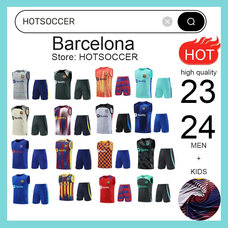23 24 Zestawy piłkarskie Barcelona Sportswear Zestawy treningowe Barcelona 2023 2024 Barcelona Tank Top Sportswear Men and Children's