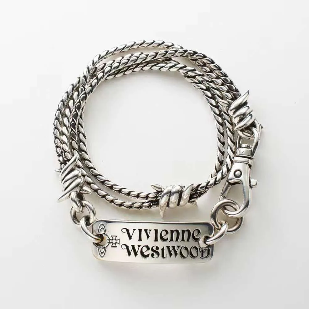 Luxury Viviennes Westwood Desinger Viviane Weswoods Jewelry Vivenne Empress Dowager Saturn Square Thorn Rope Collier Hip Hop Punk Cuban Chain