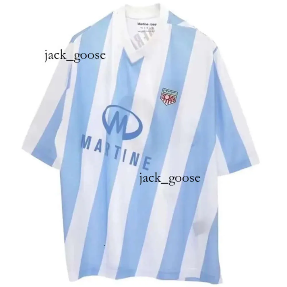 T-shirt da uomo Star Jersey Martine Rose manica corta a righe Argentina Blokecore Style T-shirt in jersey asimmetrico a righe bianche blu Polo di marca 128
