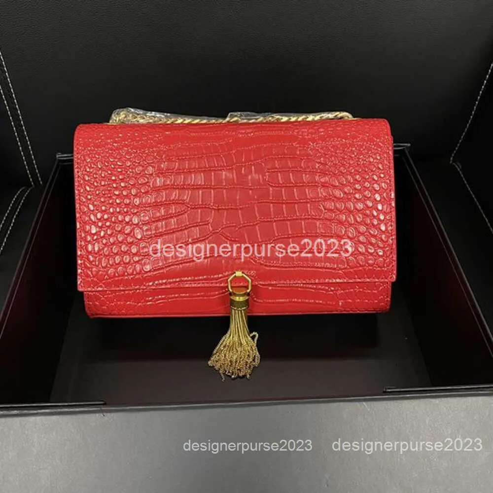 Ysles Ysaint Lady Katee Sac à main de luxe Satchel Alligator Flap Sacs à bandoulière Crocodile Gland Femmes Cuir Cross Sacs à main Body Chain Card Clutch Holder Purse Wyyi